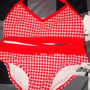 Cat & Jack Toddler Red and White Ruffle Swimsuit